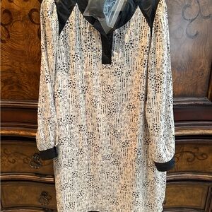 Cabi faux leather accent shirt dress NEW